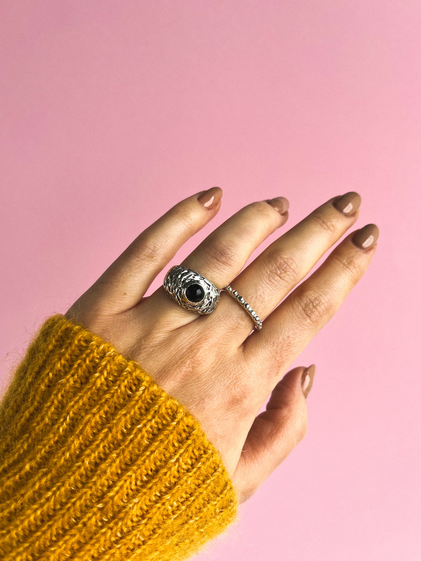 Onyx Wave Ring